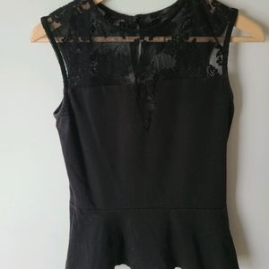 River Island Black, lace, peplum top